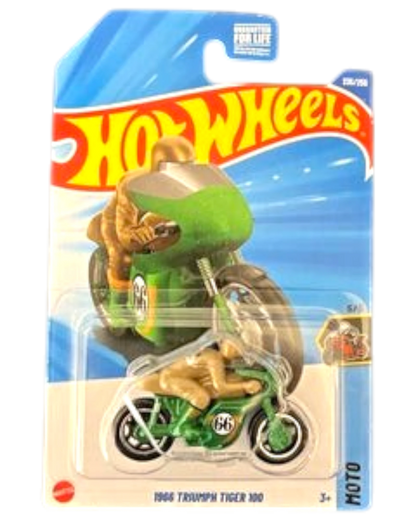 More Than Diecast 1966 Triumph Tiger 100 Hot Wheels Secret Treasure Hunt motorcycle in green Spectraflame finish
