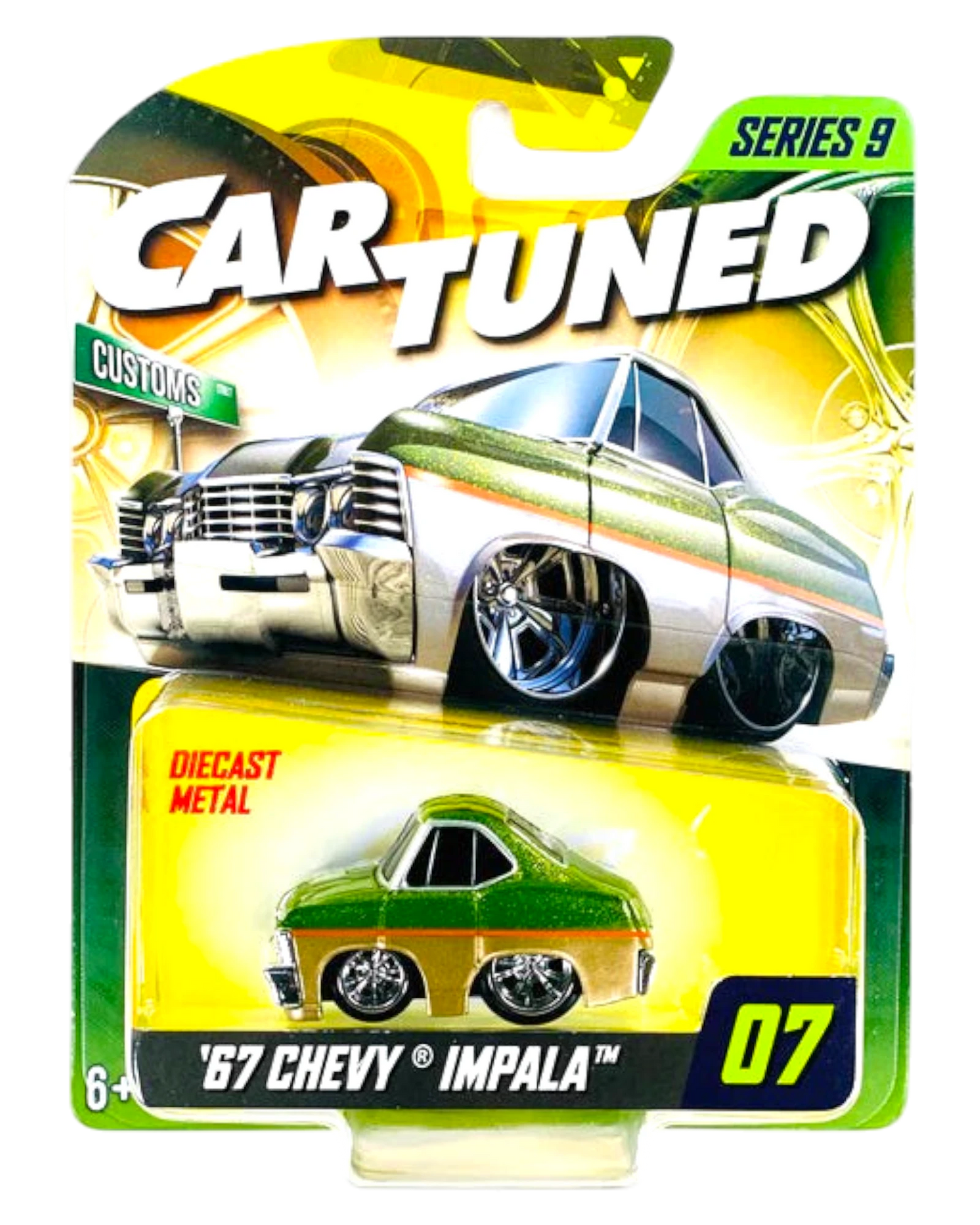 More Than Diecast CarTuned 2026 Series 9 1967 Chevy Impala Customs diecast metal toy car in green and silver