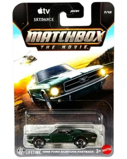 More Than Diecast Matchbox The Movie 1968 Ford Mustang Fastback die-cast car in green packaging