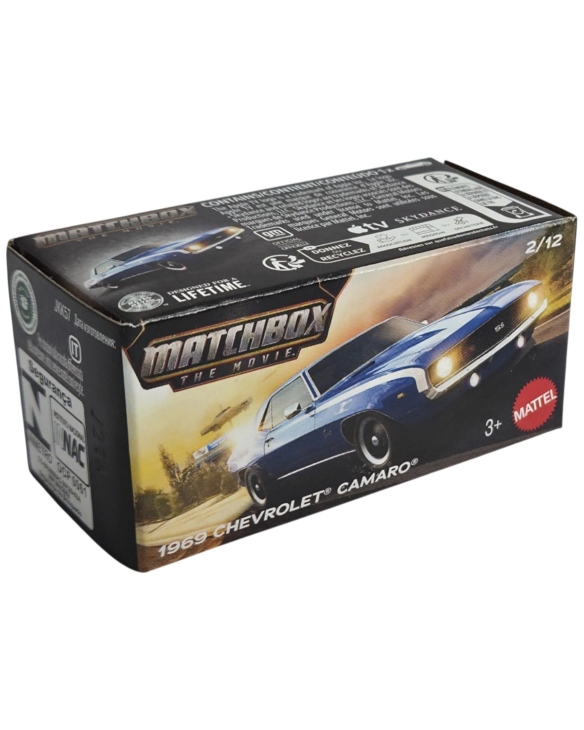 More Than Diecast Matchbox 1969 Chevrolet Camaro blue die-cast car in Power Grab movie series packaging