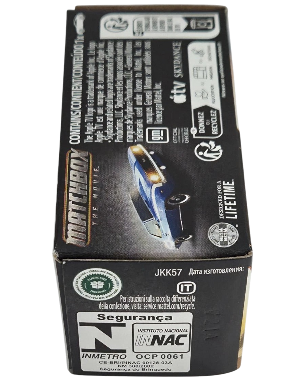 More Than Diecast Matchbox The Movie 1969 Chevrolet Camaro blue die-cast car packaging box side view