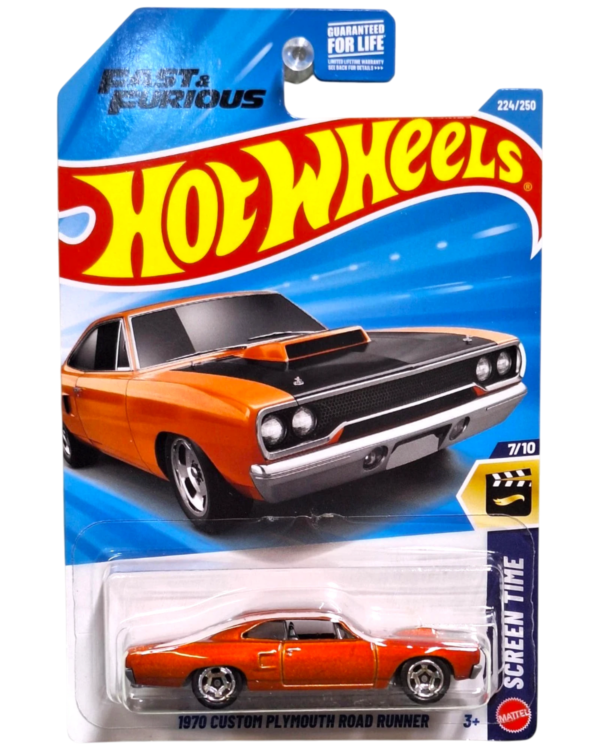 More Than Diecast 1:64 scale 1970 Custom Plymouth Road Runner from Hot Wheels Fast & Furious series in orange