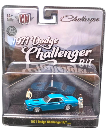 More Than Diecast 1:64 scale 1971 Dodge Challenger R/T diorama set with two figures in blister packaging