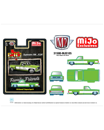 More Than Diecast M2 Machines 1978 Chevrolet Cheyenne Super 30 two-tone green and white die-cast truck.