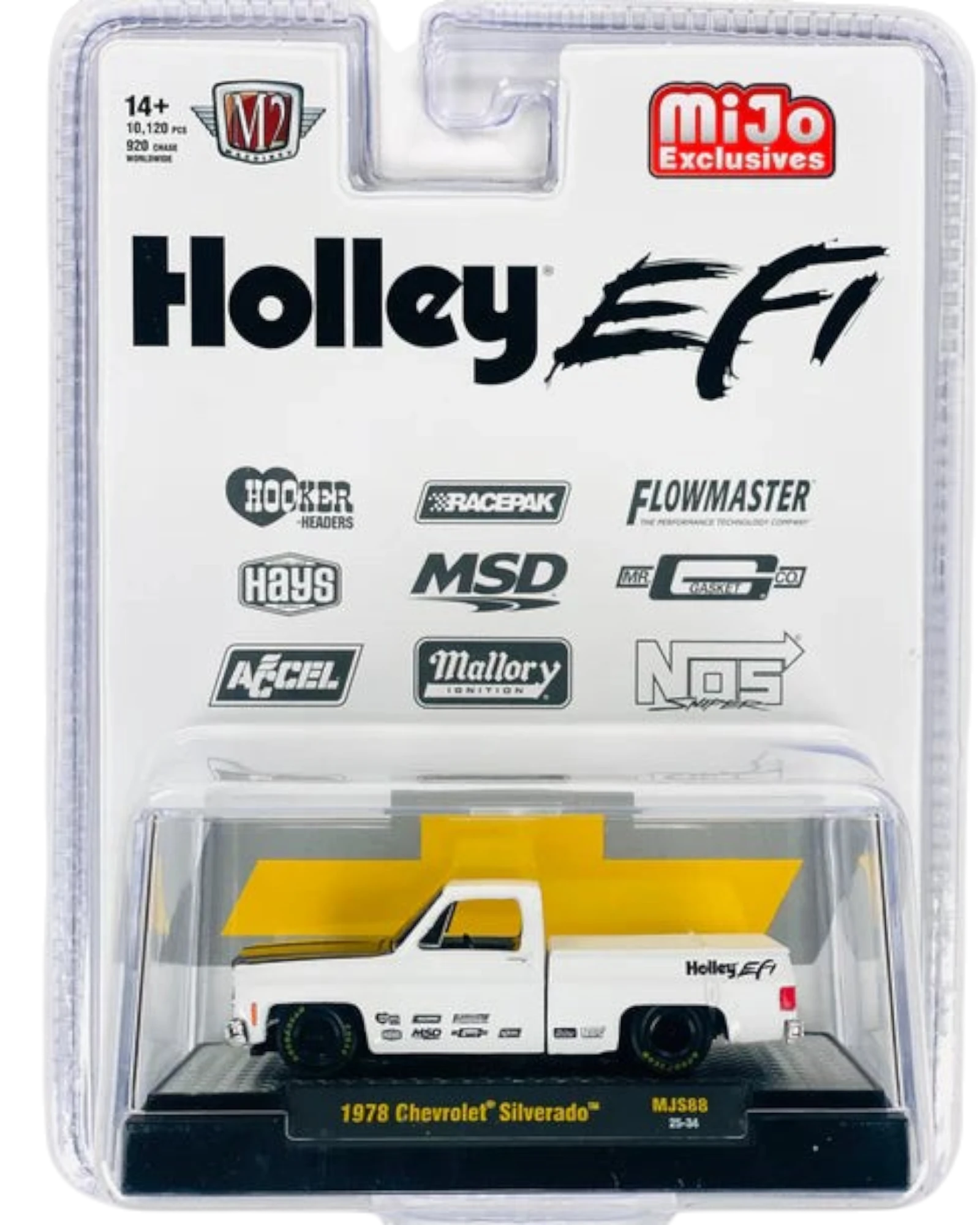 More Than Diecast M2 Machines 1978 Chevrolet Silverado Holley custom white diecast truck in blister packaging