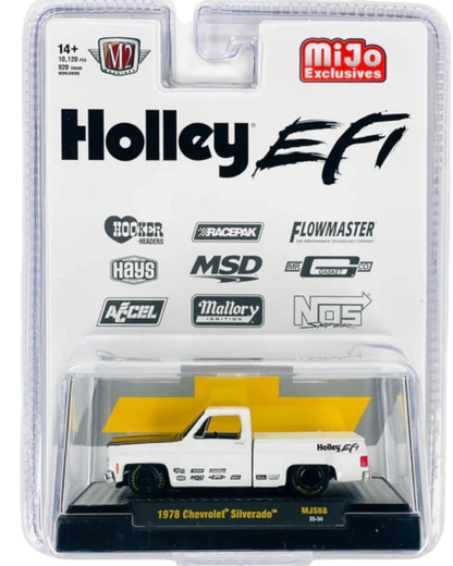 More Than Diecast M2 Machines 1978 Chevrolet Silverado Holley custom white diecast truck in blister packaging