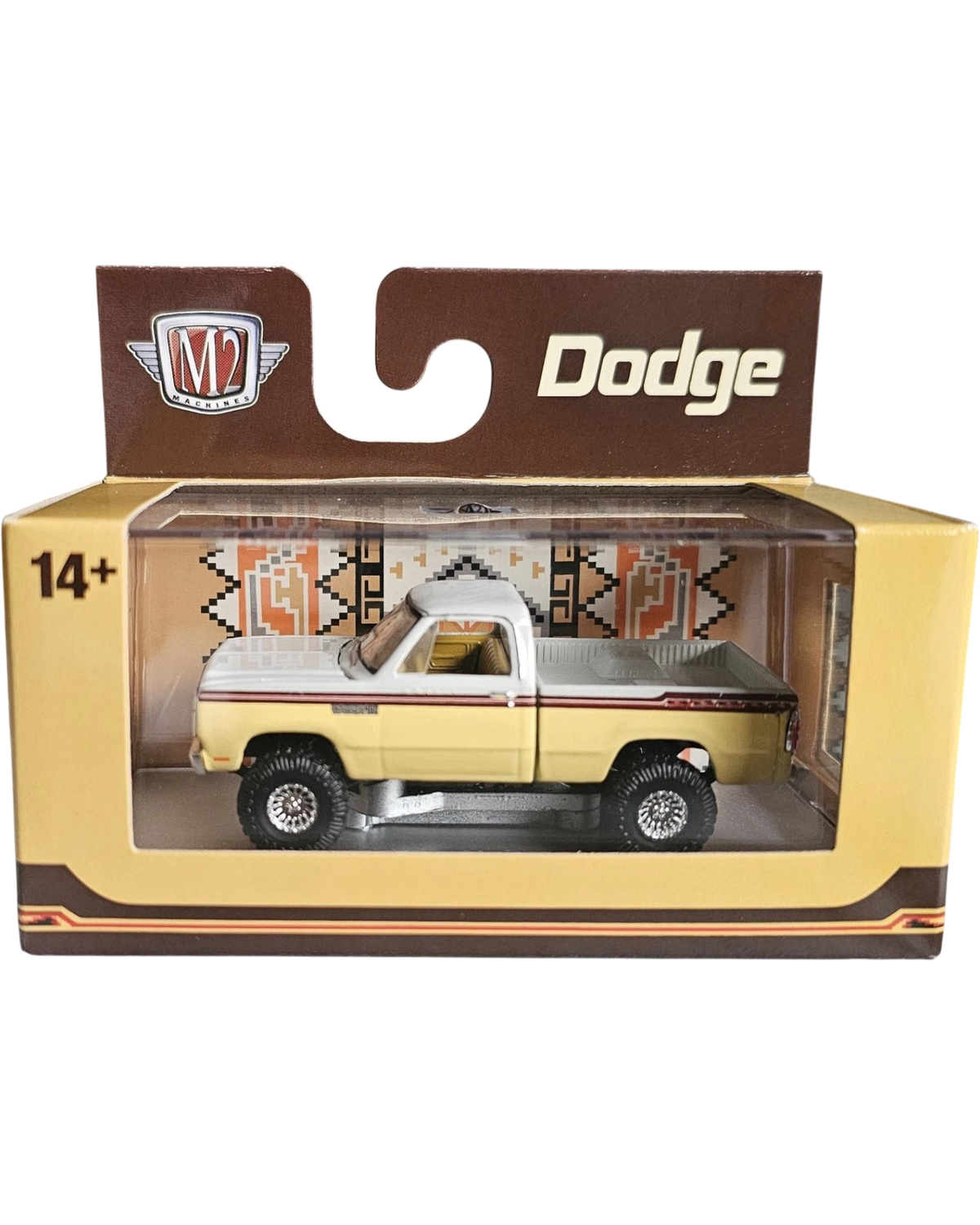 More Than Diecast 1:64 scale 1979 Dodge Adventure 150 Palomino 4x4 truck in two-tone cream and white packaging