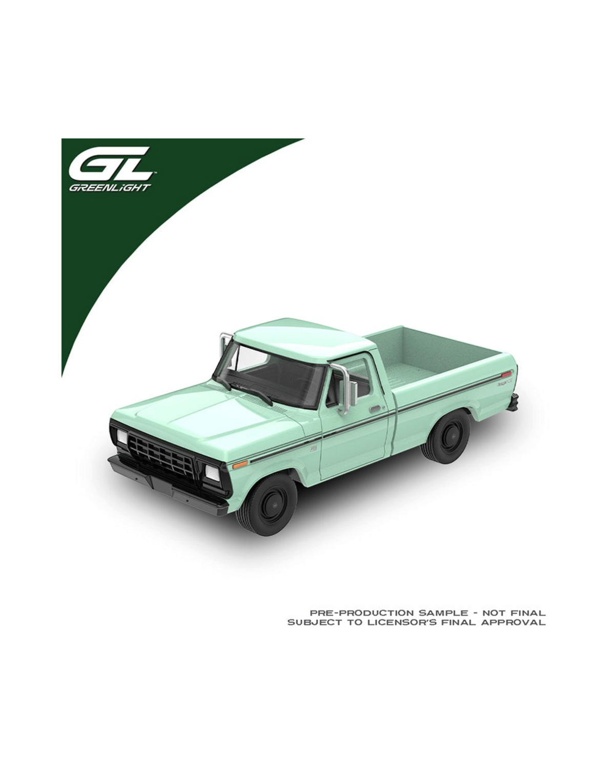 More Than Diecast 1:64 scale 1979 Ford F-100 Ranger pickup truck in light jade green with black trim