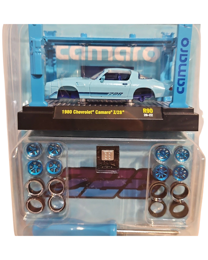More Than Diecast 1:64 scale 1980 Chevrolet Camaro Z/28 blue model kit chase car in blister packaging