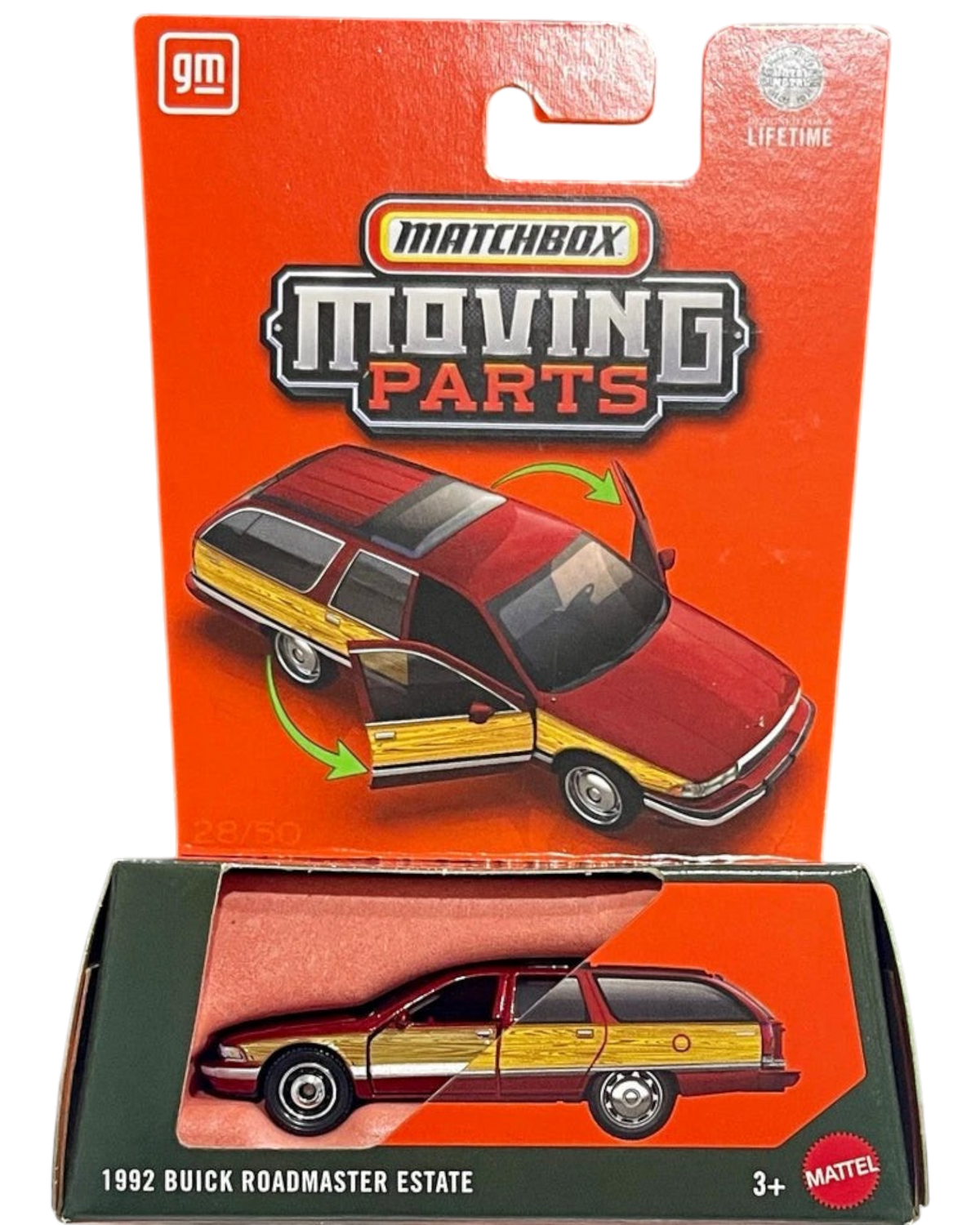 More Than Diecast Matchbox 1992 Buick Roadmaster Estate die-cast station wagon in red with woodgrain side paneling
