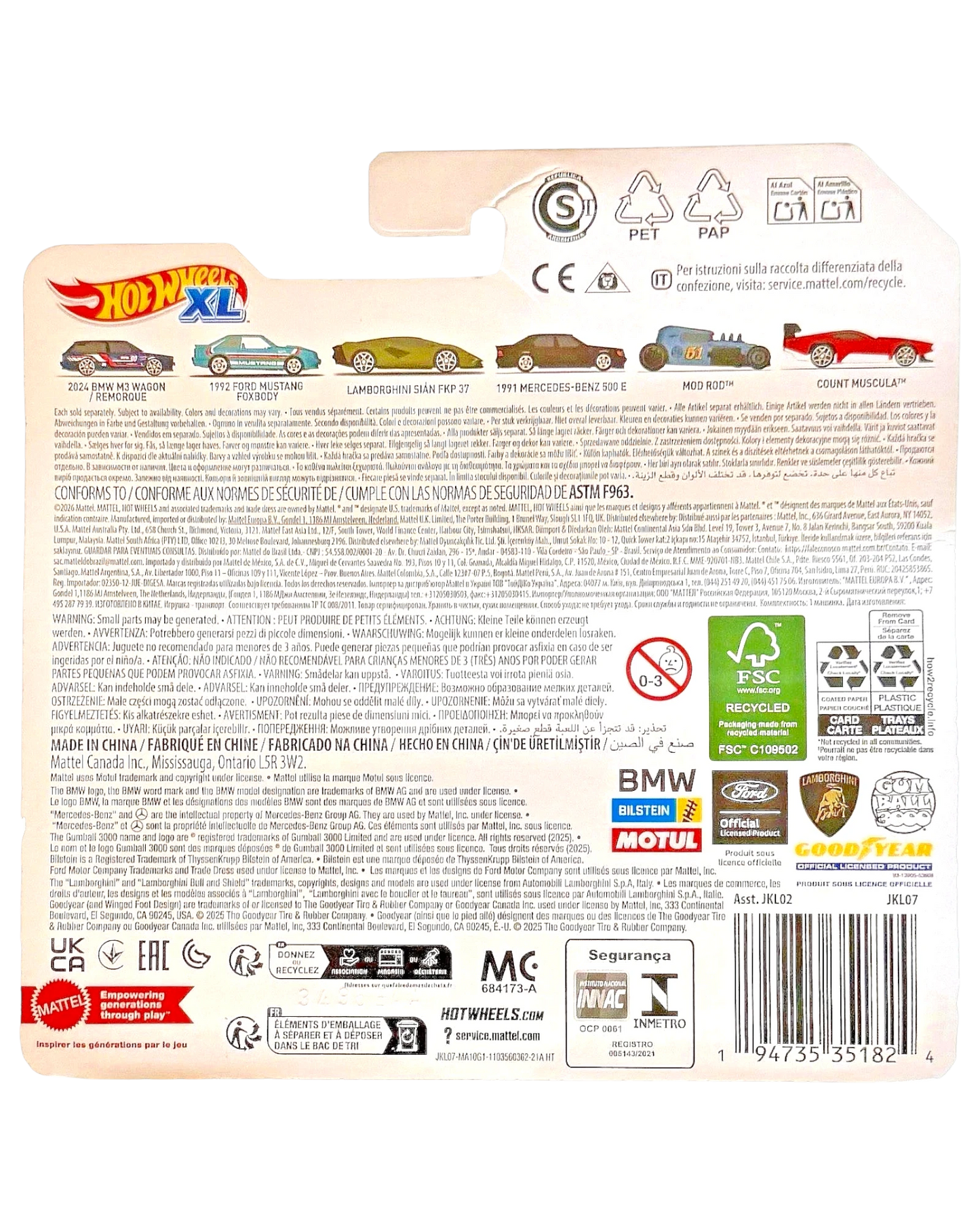 More Than Diecast 1992 Ford Mustang Foxbody SVO Hot Wheels XL Series 1/43 scale diecast car packaging