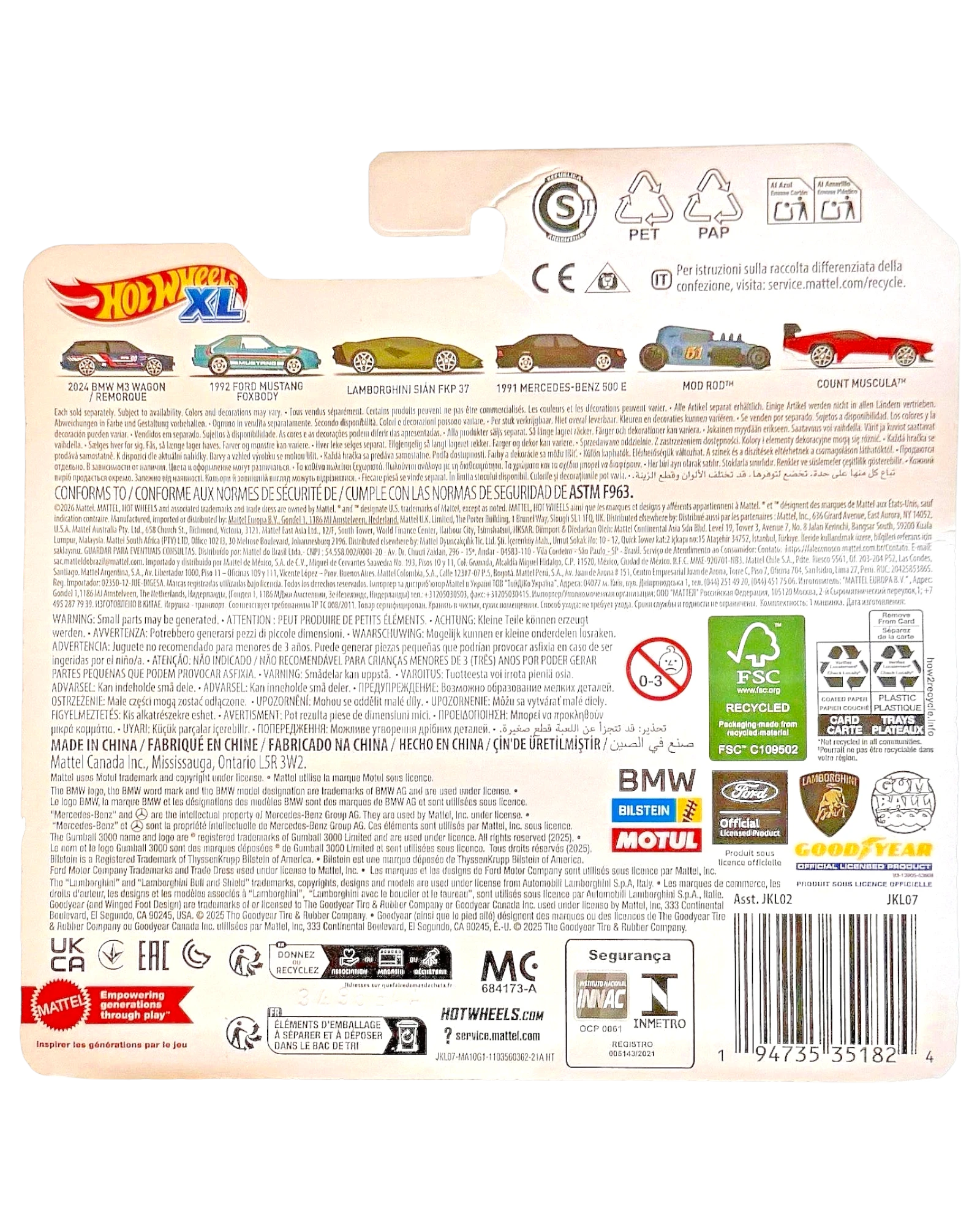 More Than Diecast 1992 Ford Mustang Foxbody SVO Hot Wheels XL Series 1/43 scale diecast car packaging