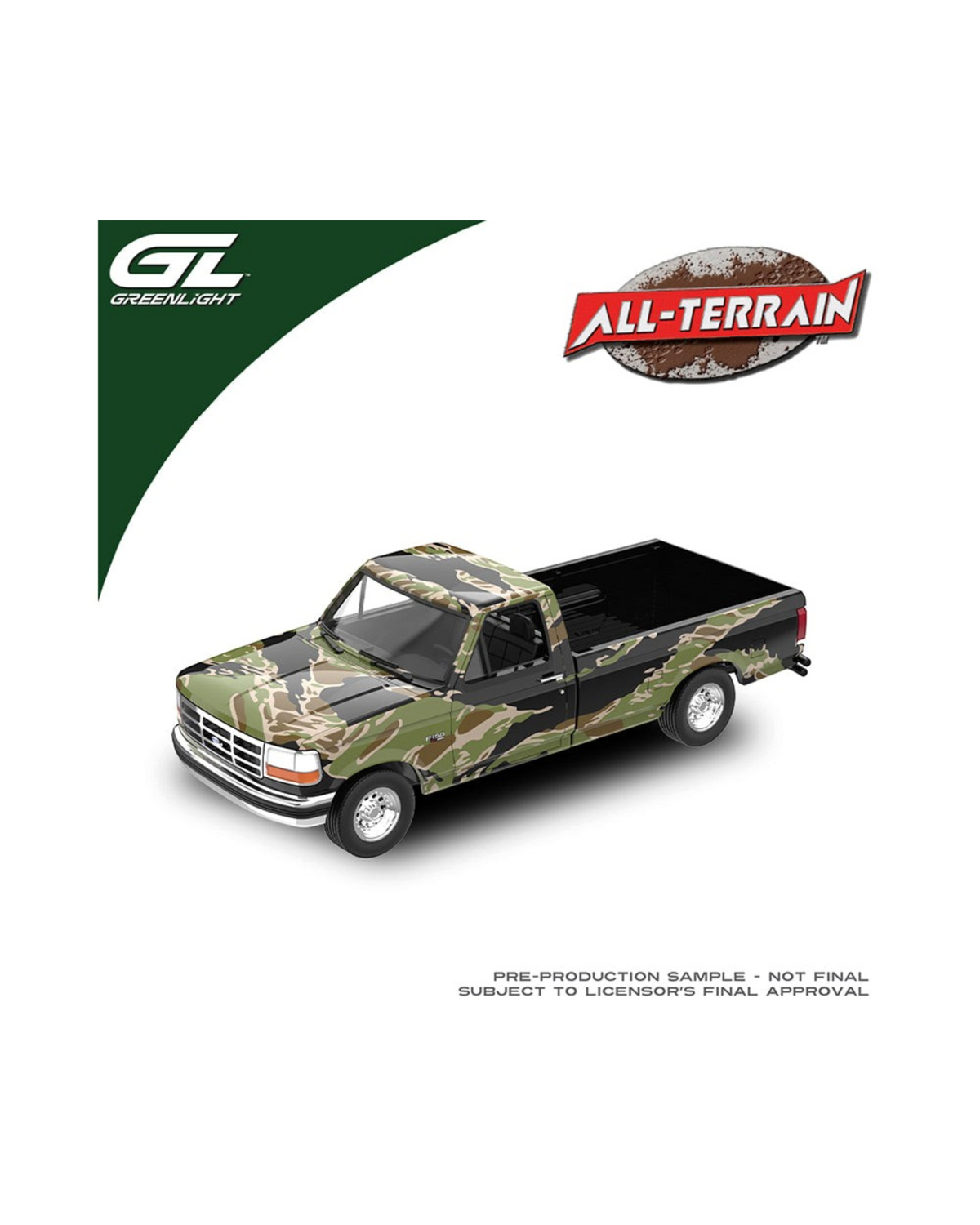 More Than Diecast 1:64 scale 1993 Ford F-150 diecast truck in camouflage pattern from All Terrain Series 18