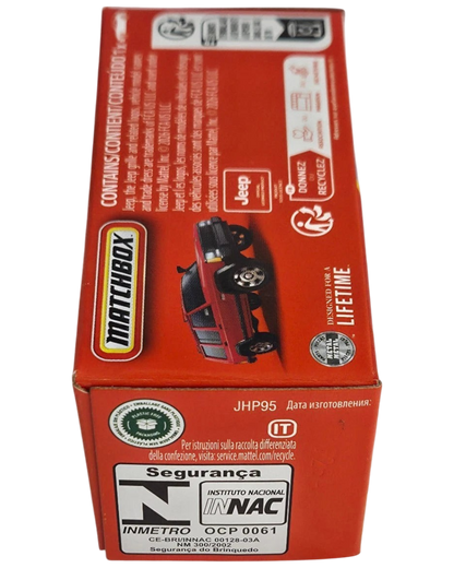 More Than Diecast 1994 Jeep Cherokee Sport red die-cast car in Matchbox Power Grab packaging