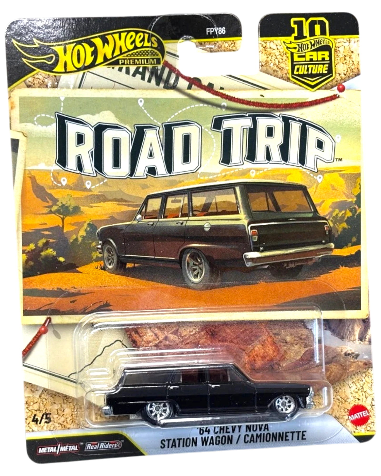 More Than Diecast Hot Wheels '64 Chevy Nova Station Wagon in black from the premium Car Culture Road Trip series