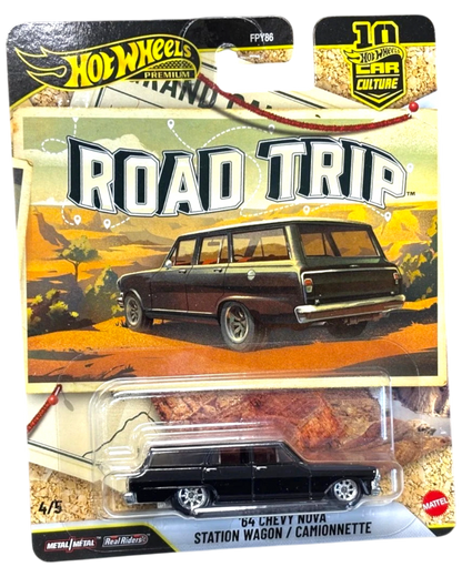 More Than Diecast Hot Wheels '64 Chevy Nova Station Wagon in black from the premium Car Culture Road Trip series