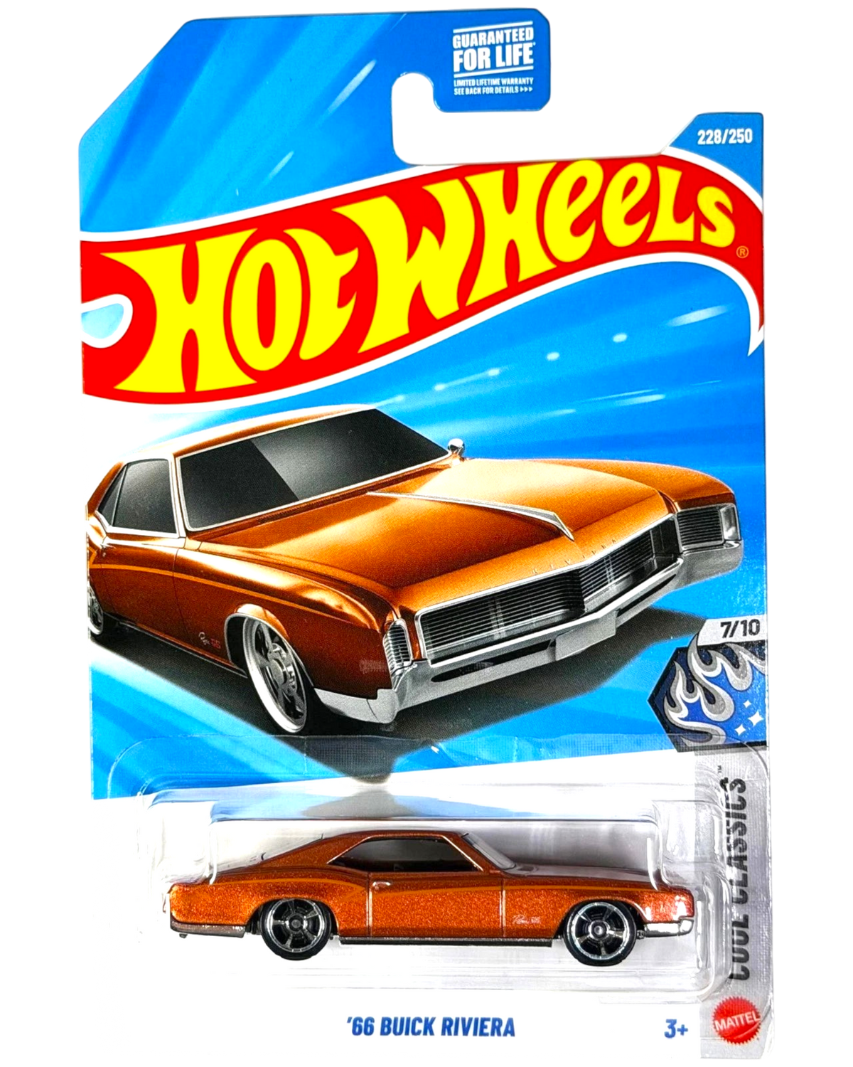 More Than Diecast Hot Wheels 2026 '66 Buick Riviera die-cast car in metallic orange, Cool Classics series #7/10.