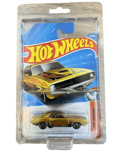 More Than Diecast 2026 Hot Wheels Super Treasure Hunt 70 Plymouth AAR Cuda in gold Spectraflame with Real Riders