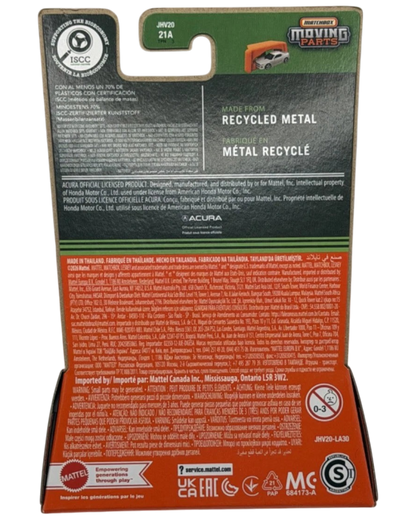 More Than Diecast Matchbox 2024 Acura Integra Type S HRC die-cast packaging back view with product information
