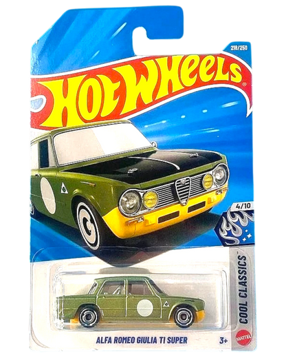 More Than Diecast Hot Wheels Alfa Romeo Giulia TI Super in metalflake olive 1:64 scale die-cast car on blister card
