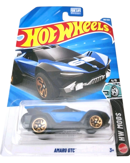 More Than Diecast 2026 Hot Wheels Amaru Gtc blue and black treasure hunt toy car in original blister packaging