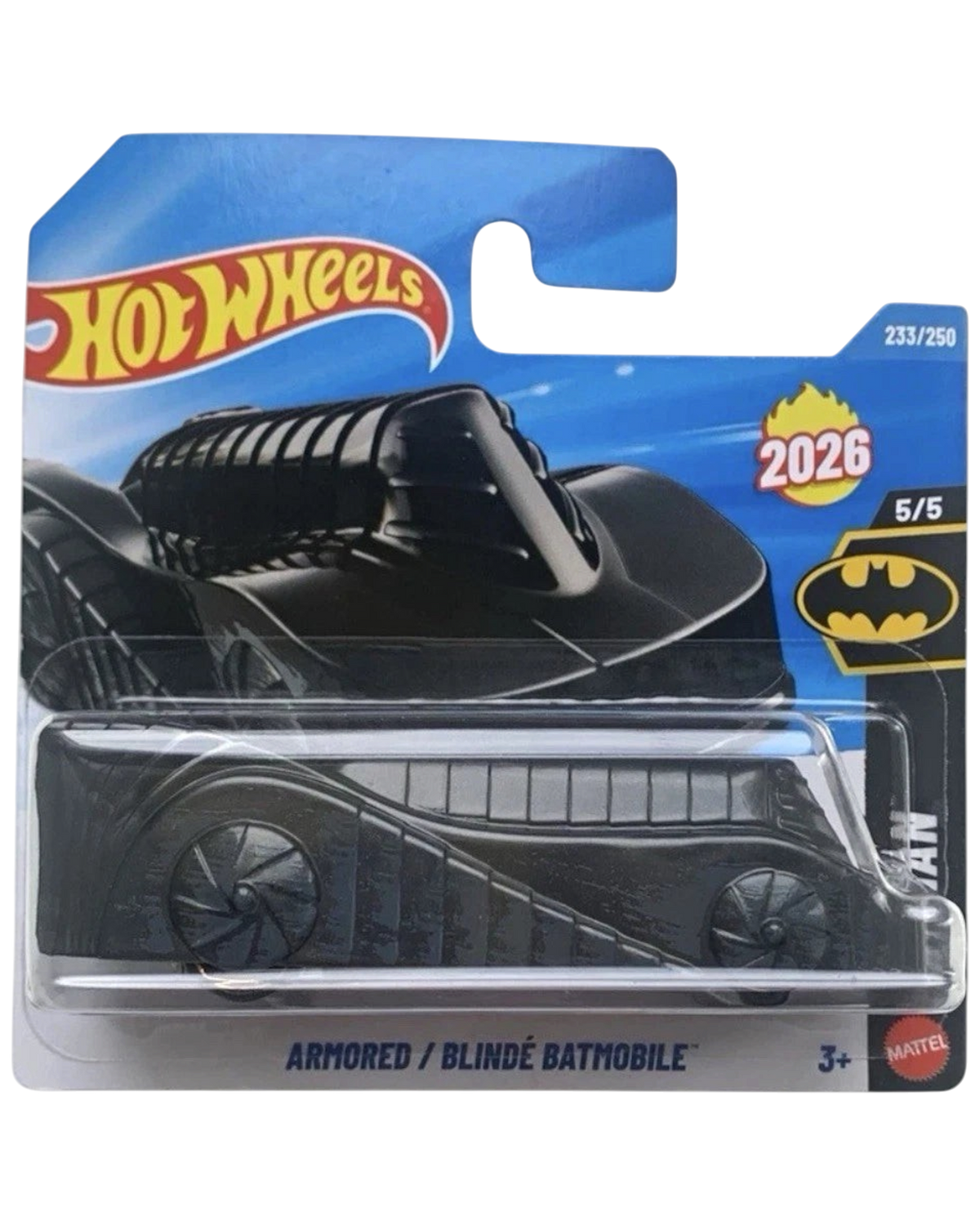 More Than Diecast Hot Wheels Armoured Batmobile 1:64 scale die-cast car in black on a short card blister pack