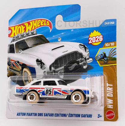 More Than Diecast Hot Wheels Aston Martin DB5 Safari Edition die-cast car in white with off-road rally graphics