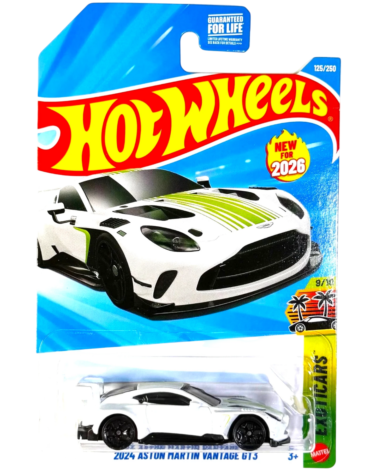 More Than Diecast Hot Wheels 2024 Aston Martin Vantage GT3 white die-cast car in original blister packaging