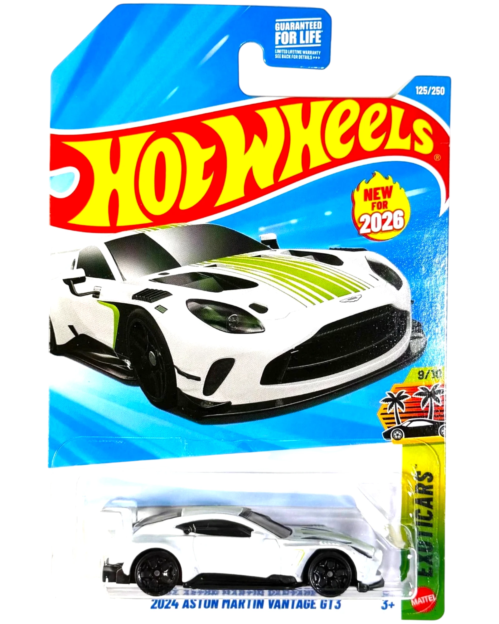More Than Diecast Hot Wheels 2024 Aston Martin Vantage GT3 white die-cast car in original blister packaging