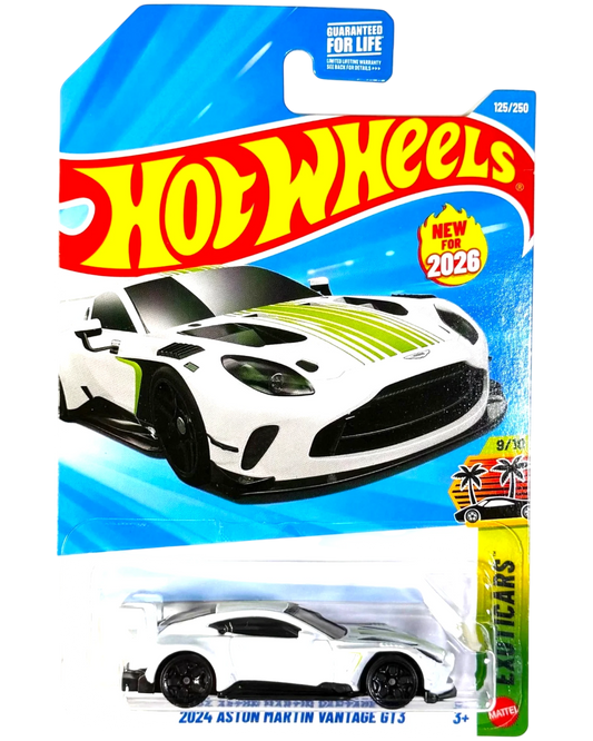 More Than Diecast Hot Wheels 2024 Aston Martin Vantage GT3 white die-cast car in original blister packaging