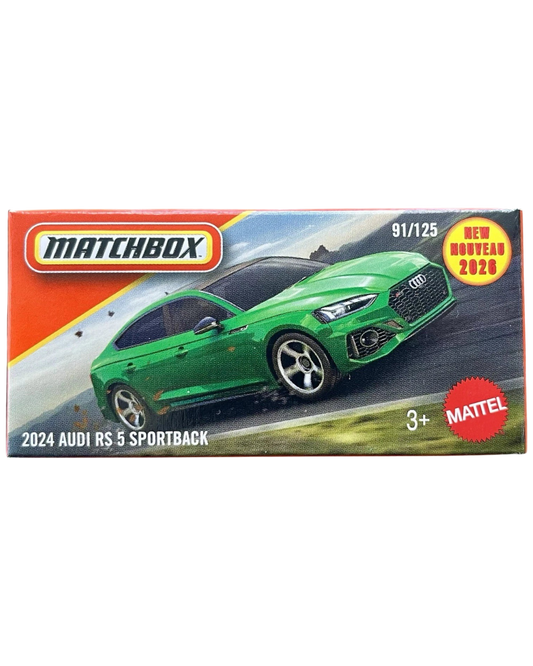More Than Diecast Matchbox 2024 Audi RS 5 Sportback die-cast car in green packaging box