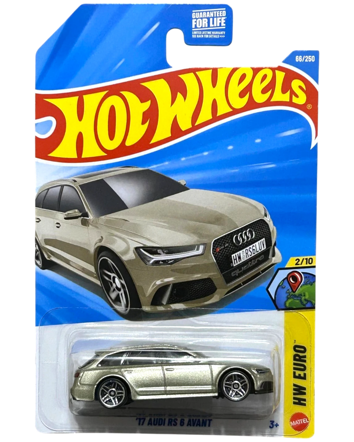 More Than Diecast 2017 Audi RS 6 Avant gold Hot Wheels diecast car in packaging