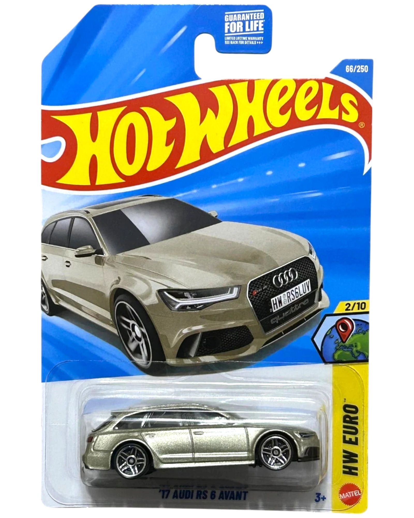 More Than Diecast 2017 Audi RS 6 Avant gold Hot Wheels diecast car in packaging