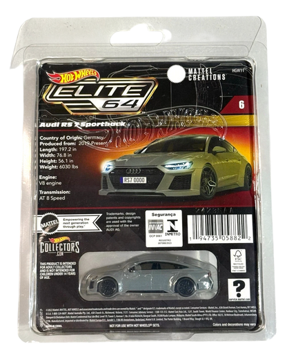 More Than Diecast Hot Wheels Elite 64 '21 Audi RS 7 Sportback, gray 1:64 scale diecast car with real riders.