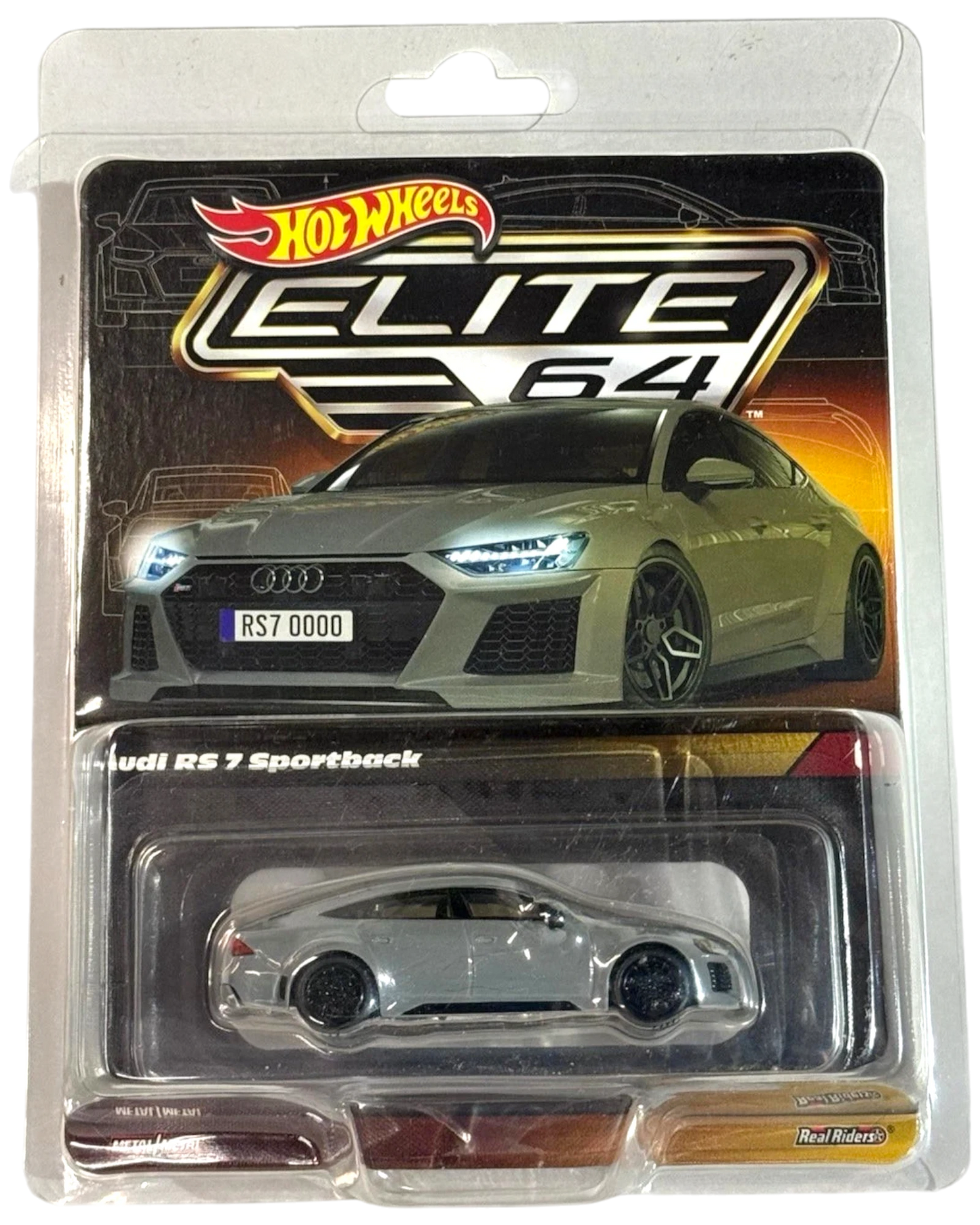 More Than Diecast Hot Wheels Elite 64 '21 Audi RS 7 Sportback diecast car in gray with black wheels.