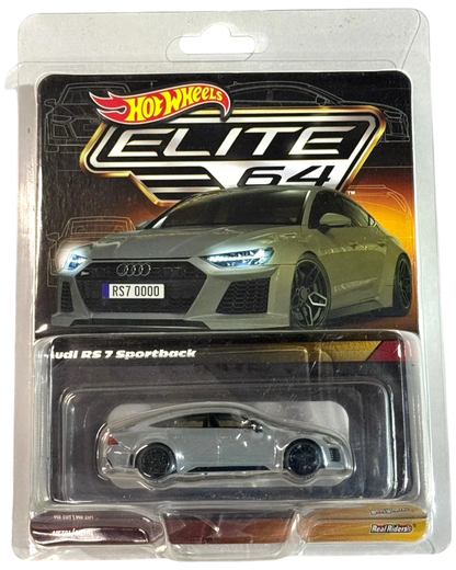 More Than Diecast Hot Wheels Elite 64 '21 Audi RS 7 Sportback diecast car in gray with black wheels.