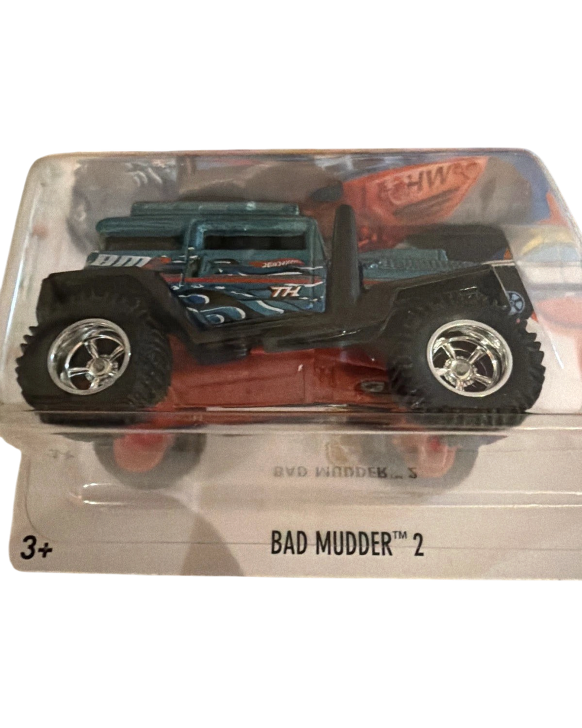 More Than Diecast 2016 Hot Wheels Super Treasure Hunt Bad Mudder 2 off-road truck in blue with flame graphics