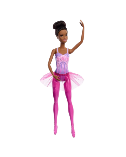 More Than Diecast Barbie Ballerina Doll with pink tutu, ballet shoes, and purple bodice with floral detail.