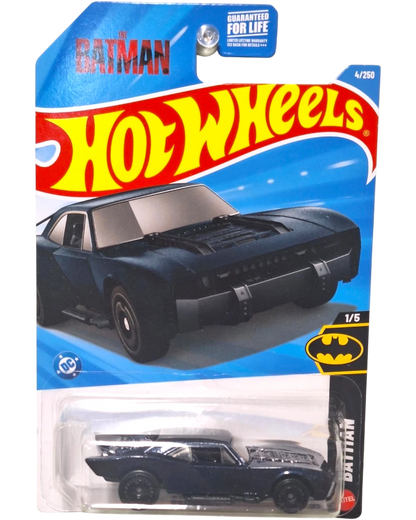 More Than Diecast Hot Wheels The Batman Batmobile die-cast car in matte black on original blister card packaging.