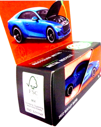 More Than Diecast Matchbox 2022 Bentley Batur die-cast car in blue with moving hood in original retail packaging