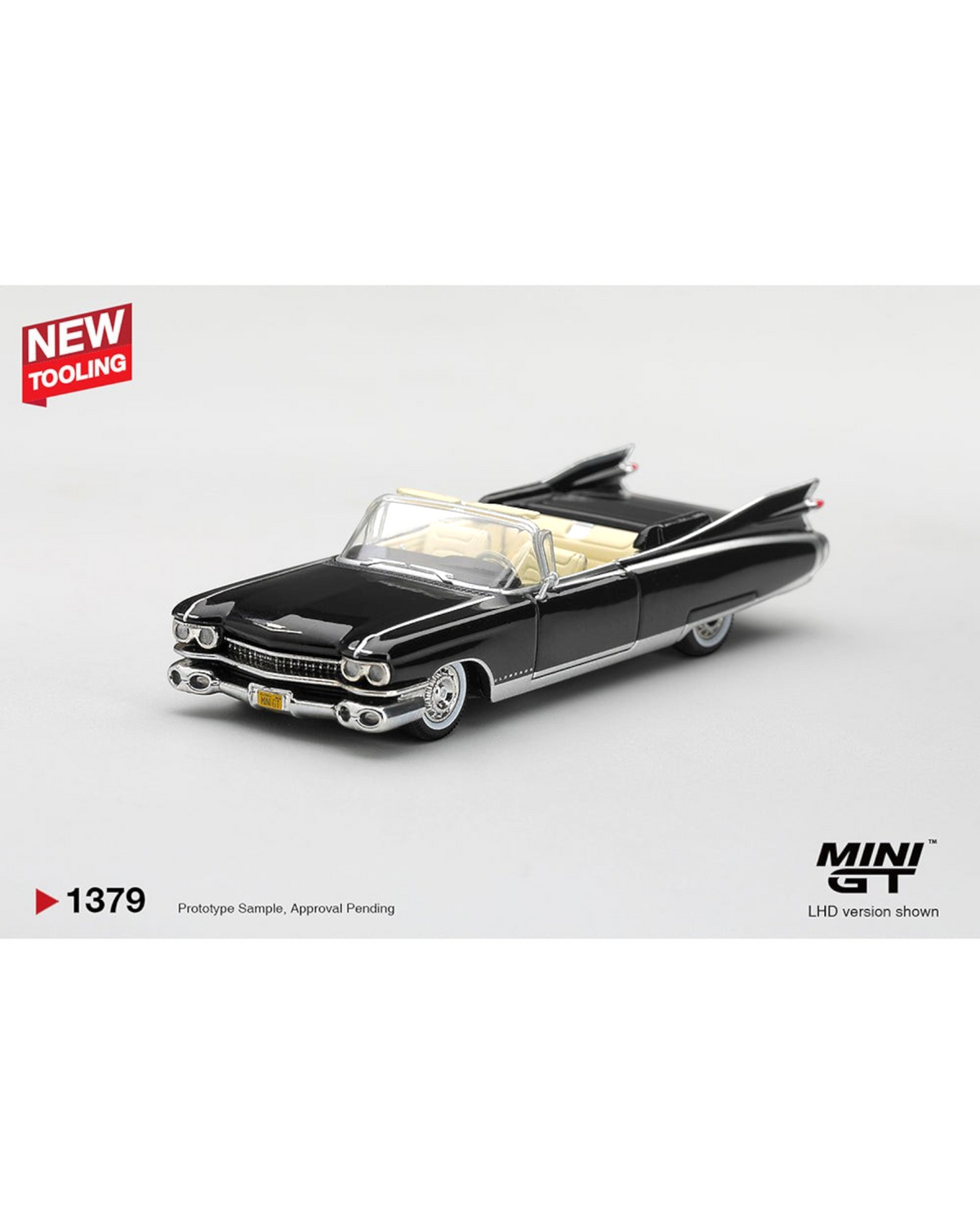 More Than Diecast 1:64 scale black 1959 Cadillac Eldorado Biarritz convertible model with chrome details