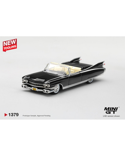 More Than Diecast 1:64 scale black 1959 Cadillac Eldorado Biarritz convertible model with chrome details