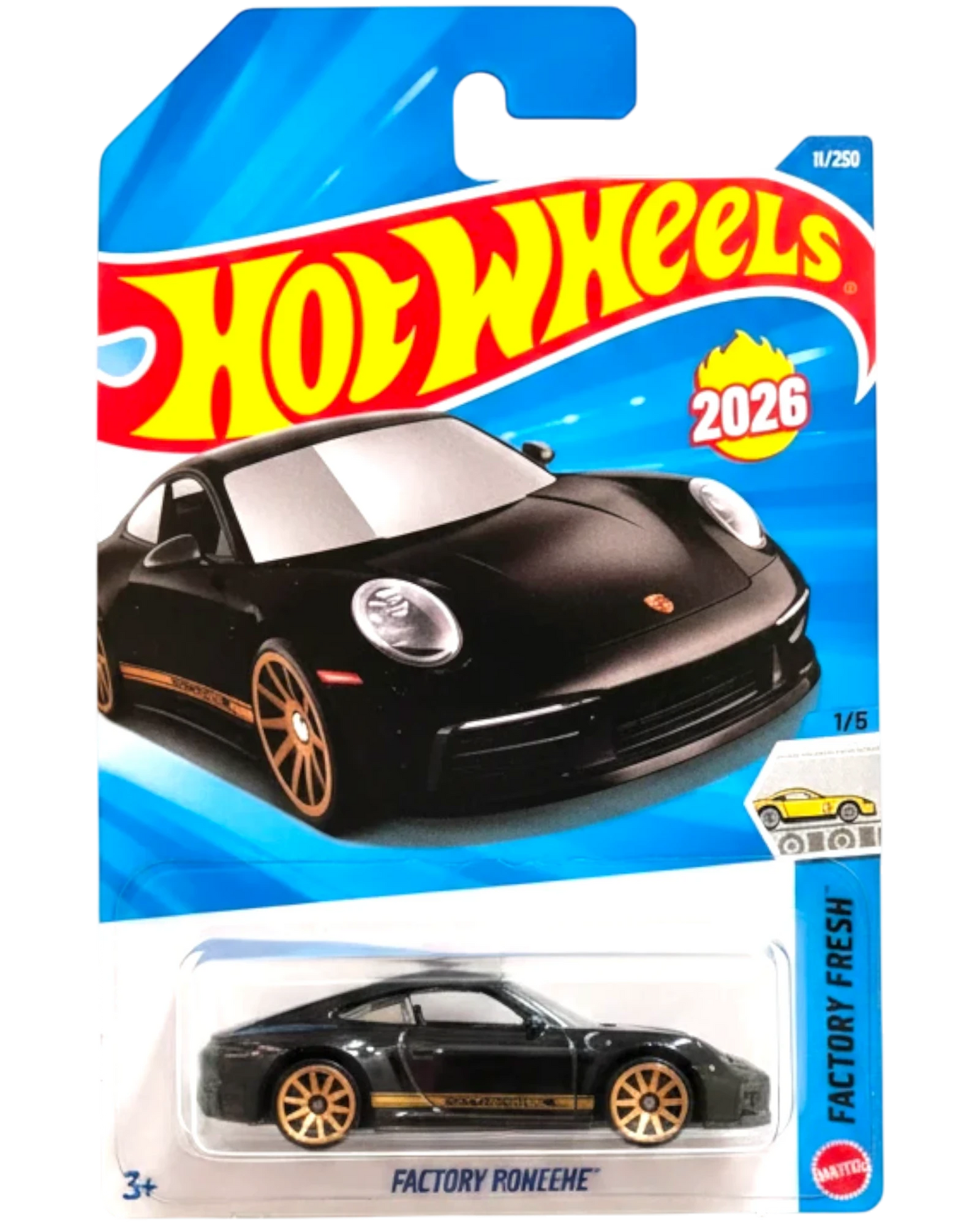 More Than Diecast black Hot Wheels Porsche 911 Carrera T die-cast car in Factory Fresh packaging