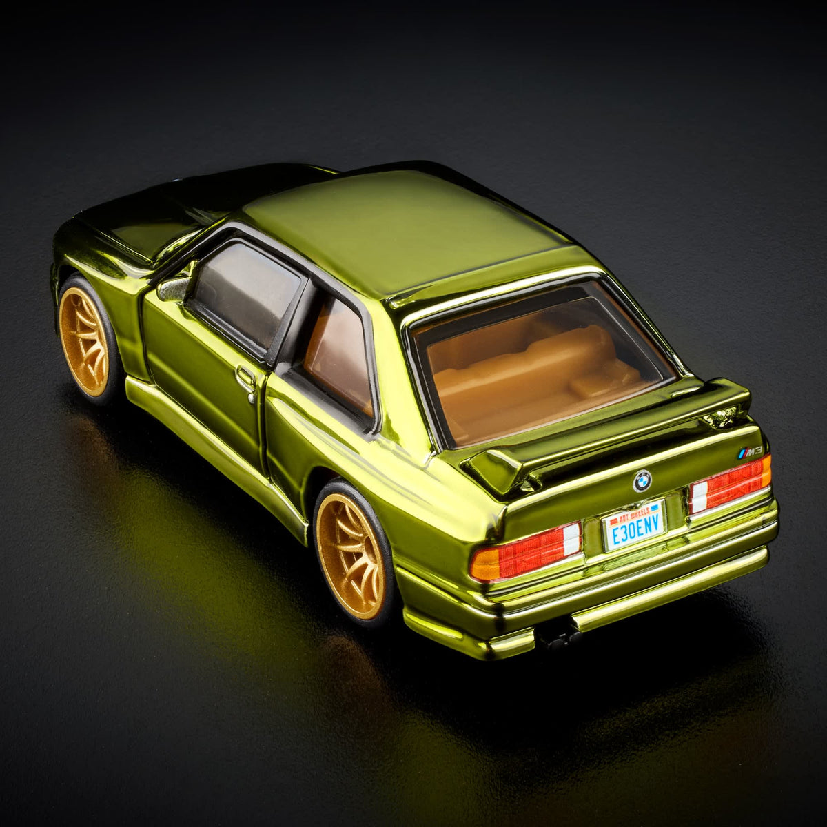 More Than Diecast 1:64 scale 1991 BMW M3 in Spectraflame olive with metallic-gold wheels and tan interior