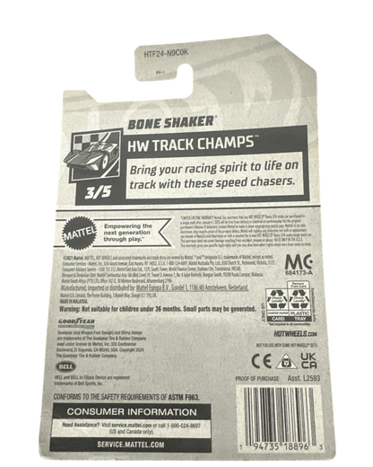 More Than Diecast Hot Wheels Bone Shaker Treasure Hunt carded packaging back view with product information