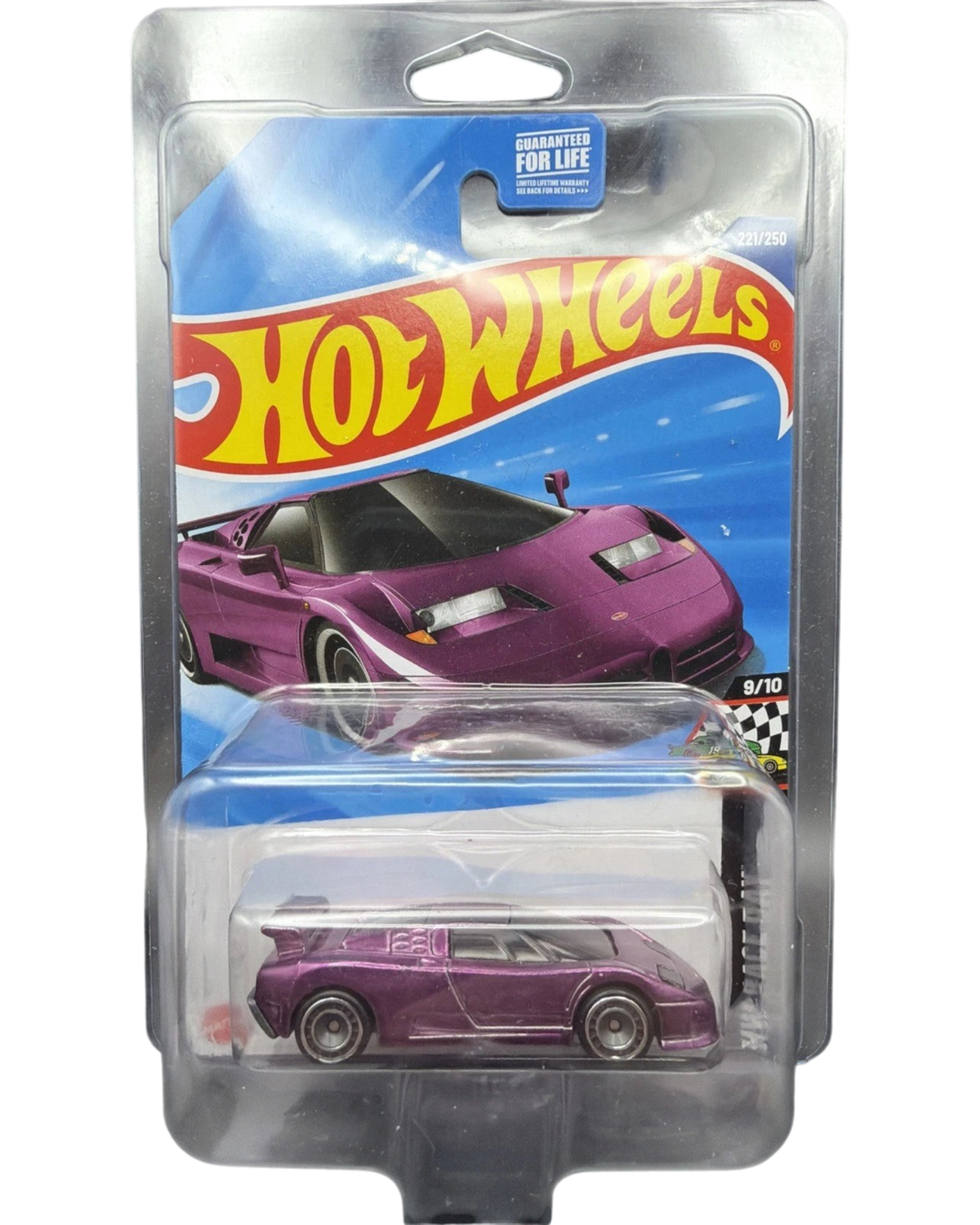 More Than Diecast 2025 Hot Wheels Super Treasure Hunt 94 Bugatti EB110 in purple Spectraflame with Real Riders wheels
