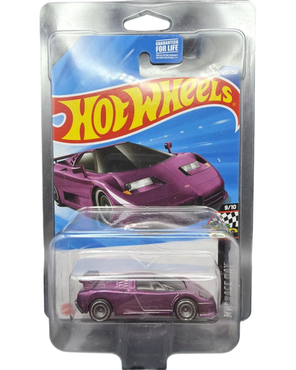 More Than Diecast 2025 Hot Wheels Super Treasure Hunt 94 Bugatti EB110 in purple Spectraflame with Real Riders wheels