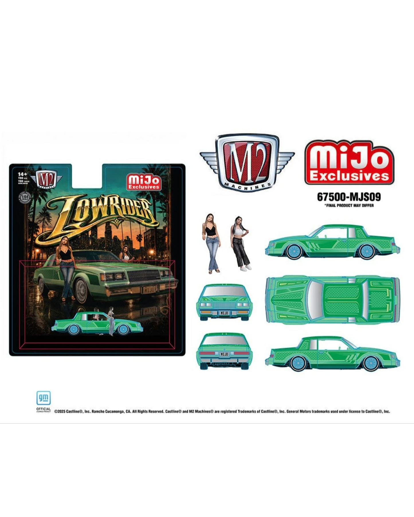 More Than Diecast M2 Machines 1:64 1987 Buick Regal lowrider diorama set with two female figures in green