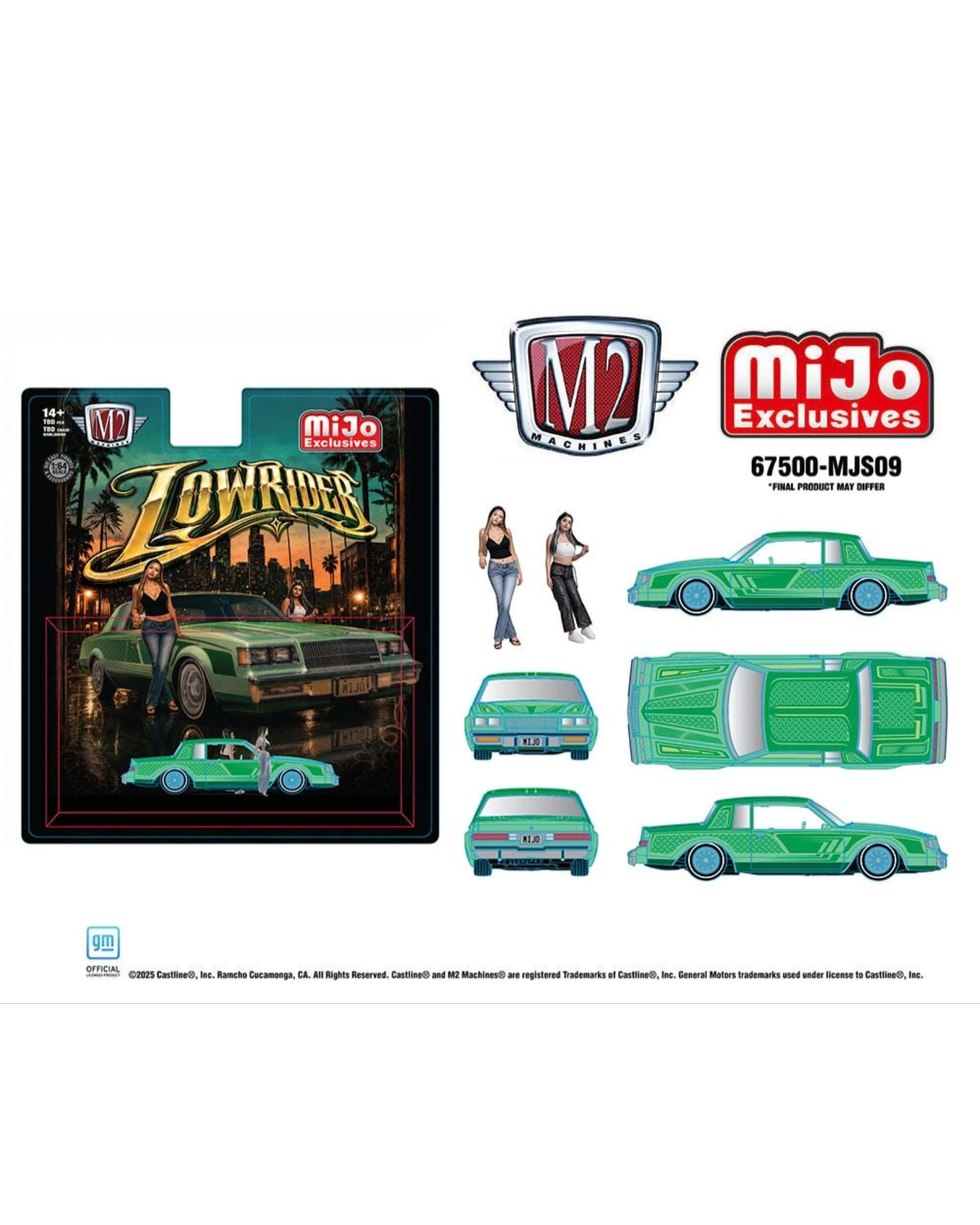 More Than Diecast M2 Machines 1:64 1987 Buick Regal lowrider diorama set with two female figures in green