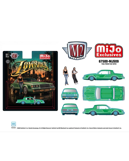 More Than Diecast M2 Machines 1:64 1987 Buick Regal lowrider diorama set with two female figures in green